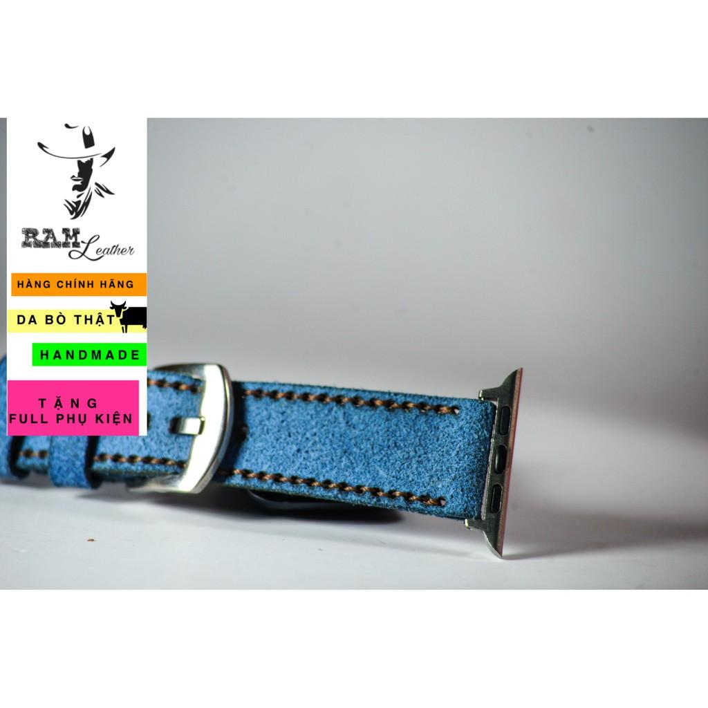 Dây đồng hồ RAM Leather cho apple watch da lộn xanh coban - RAM classic 1963