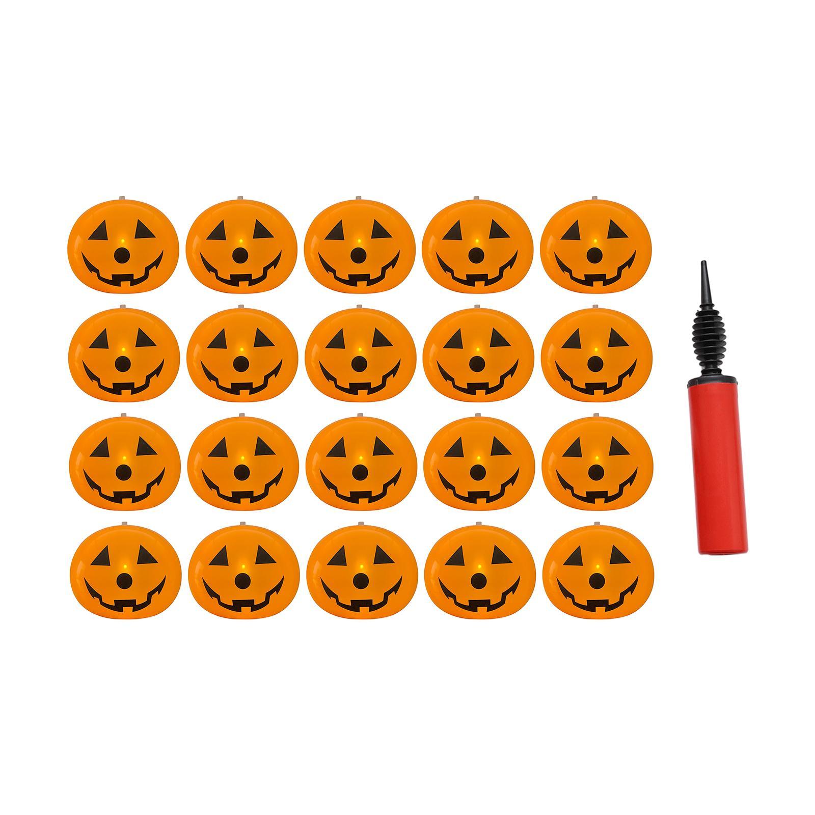 20x Pumpkin Light up Balloons Halloween Kids Toys for Yard Garden Decoration