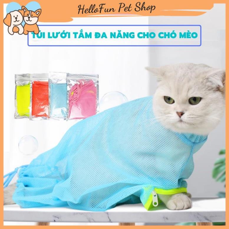 Túi lưới đa năng cho chó mèo - Túi tắm cho mèo, hỗ trợ cắt móng