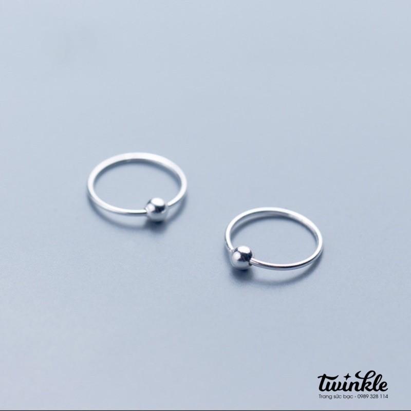 Khuyên tai bạc 925 tròn trơn chốt bi đơn giản của nữ - Made Twinkle Silver