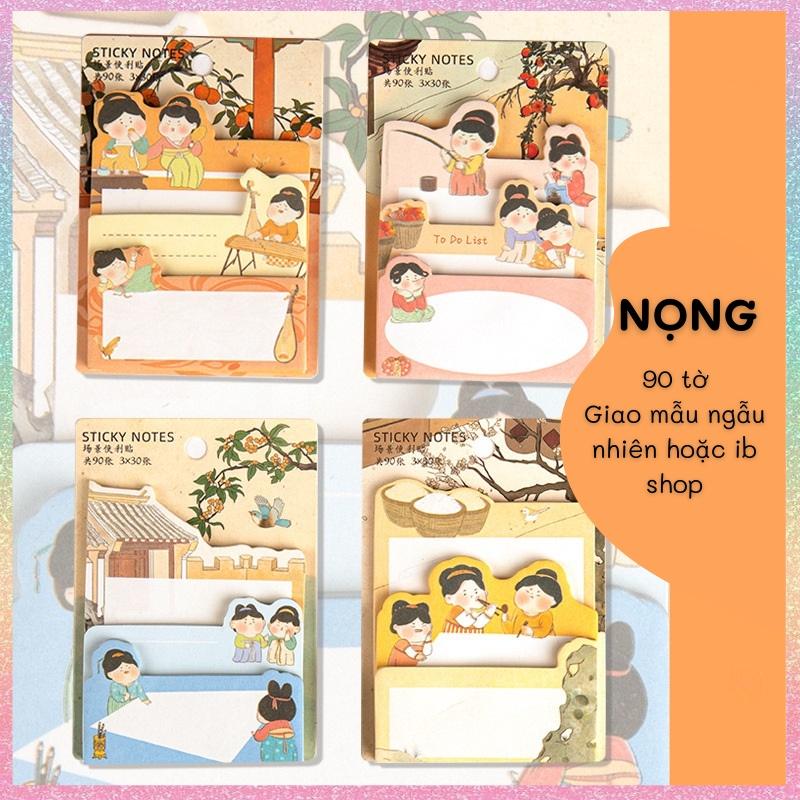 Set 90 tờ giấy ghi chú, giấy note in màu hoạt hình, 3 kích cỡ