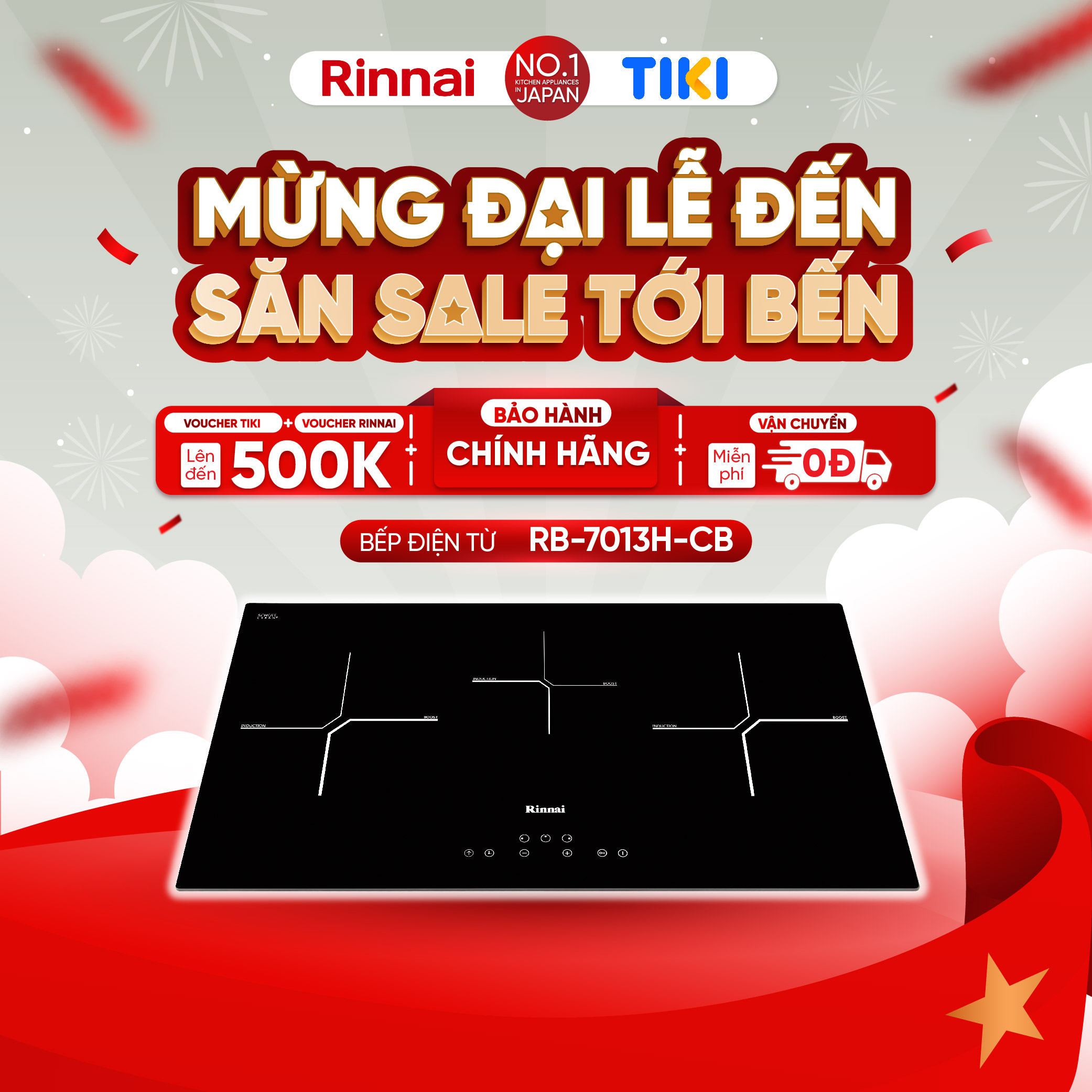 Bếp từ Rinnai RB-7013H-CB mặt kính Schott 4600W - Hàng chính hãng.