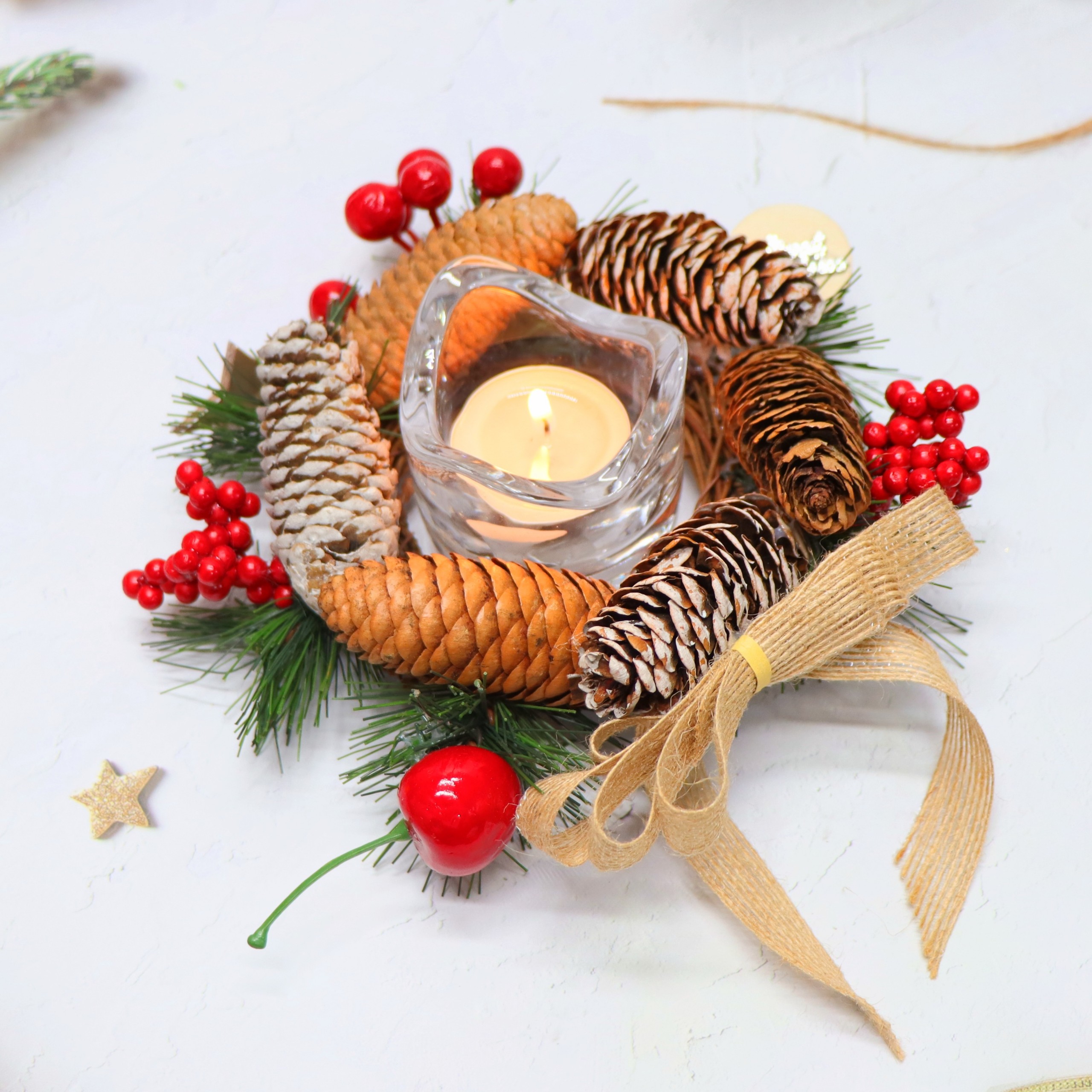 Nến Giáng Sinh Có Trang Trí Để Bàn NEN03 Trang Trí Noel – Mẫu LƯỢN SÓNG