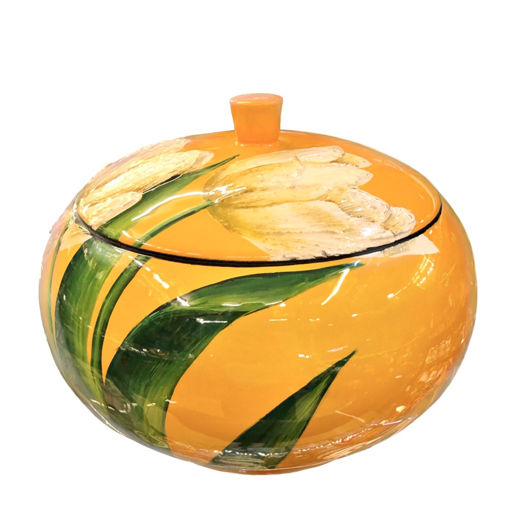 Hũ Đựng Đồ Gỗ Tròn Sơn Mài Vẽ Nghệ Thuật Lớn 20cm