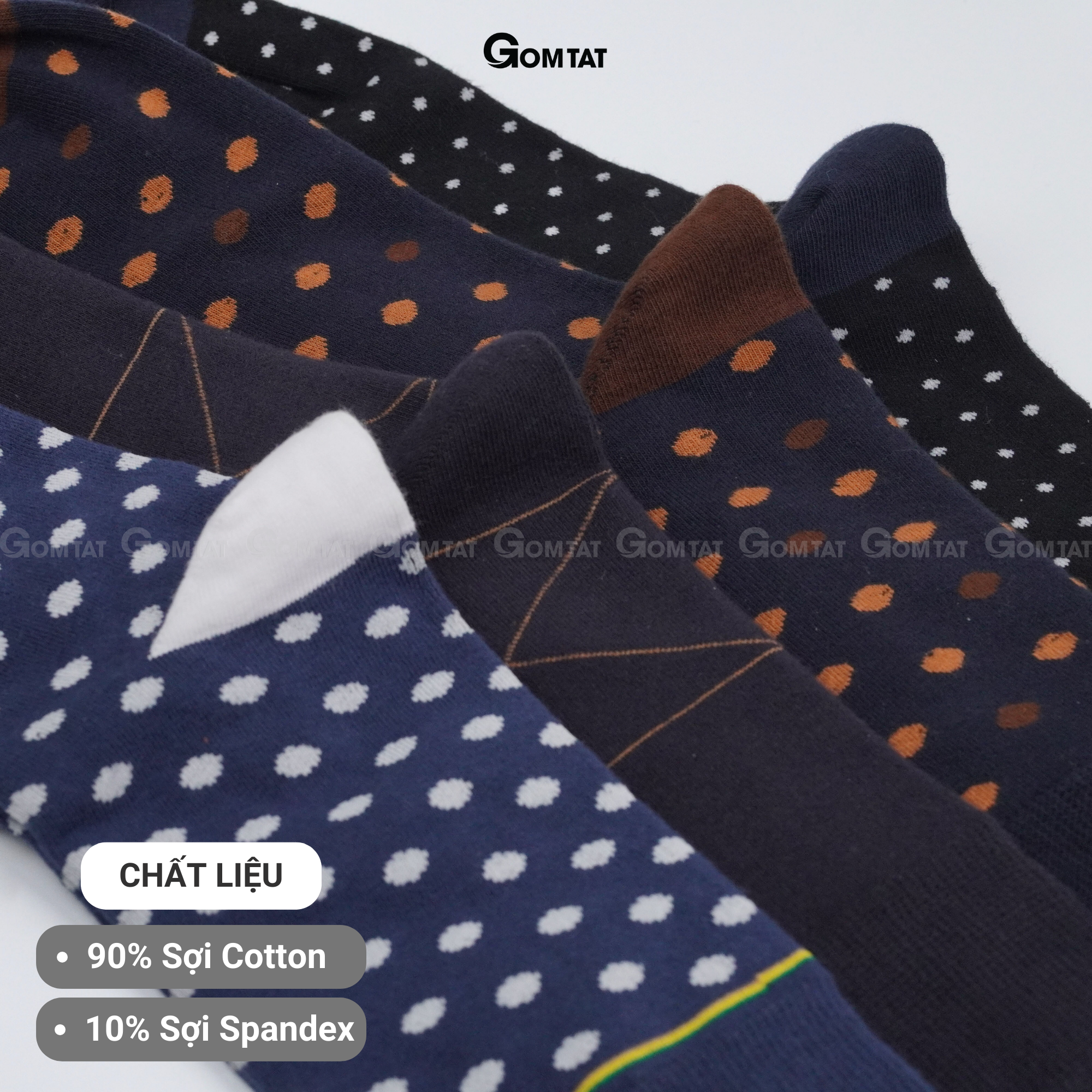 Hộp 4 đôi tất đi giày tây nam cao cấp mẫu MIX06, vớ nam công sở cổ cao chất liệu cotton mềm mại thoáng mát - GOM-MIX06-CB4