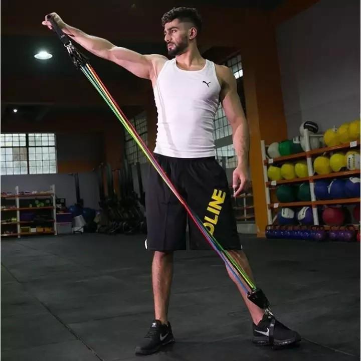 BỘ 5 DÂY NGŨ SẮC TẬP FULL BODY ĐÀN HỒI KHÁNG LỰC 11 MÓN TẬP GYM TẠI NHÀ TIỆN ích