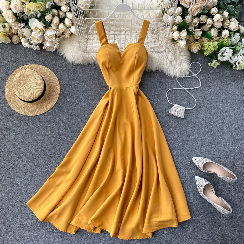 đầm xòe maxi 2 dây cúp ngực lưng đan dây siêu xinh d134284