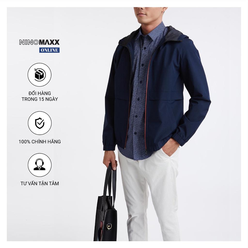 N&amp;M Áo Sơ Mi Nam ngắn tay cổ bẻ màu xanh than có họa tiết sọc 100% cotton 1910133