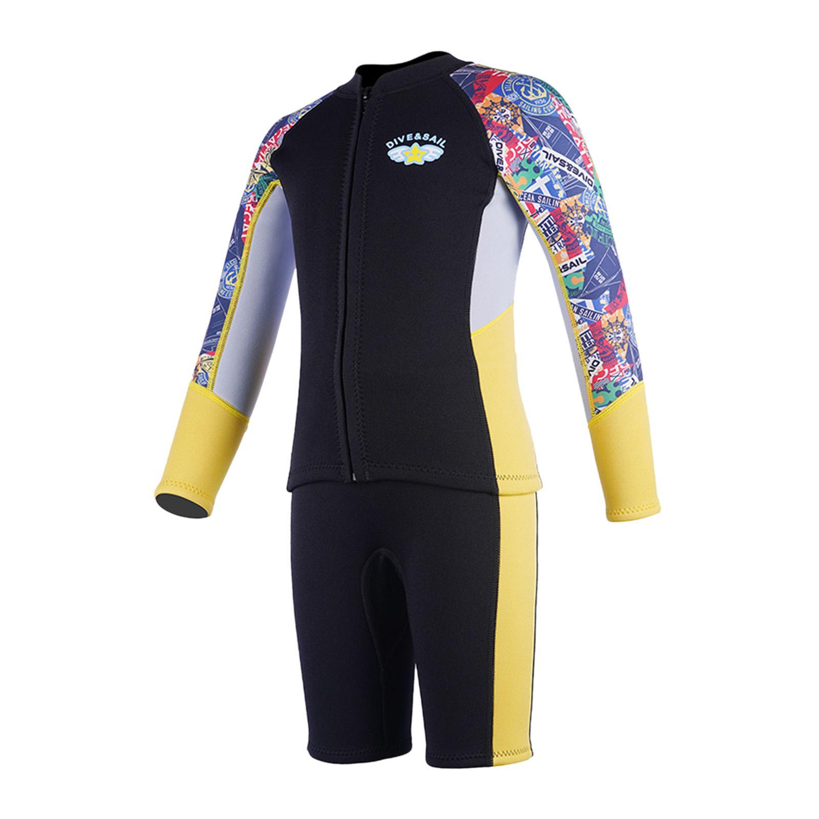 Split Wetsuit Kids Long Sleeve Wet Suit for Water Sports Canoeing Snorkeling