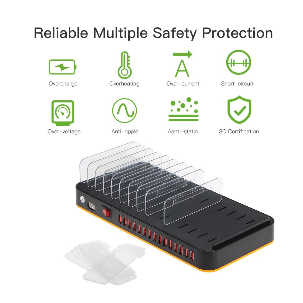 Trạm sạc thông minh USB 80W 15 cổng có thể điều chỉnh
