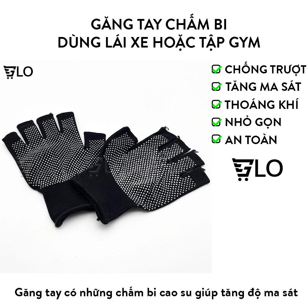 Găng Tay Chấm Bi Hở Ngón Dùng Lái Xe Hoặc Tập Gym