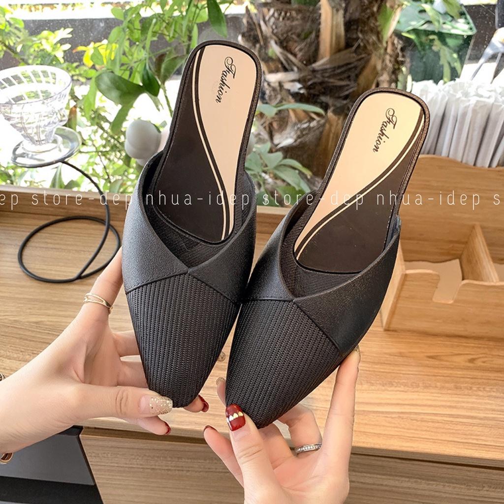 Giày sục nhựa dẻo bít mũi nữ OK đi mưa êm chân chống nước - Dép đi trong nhà SL025