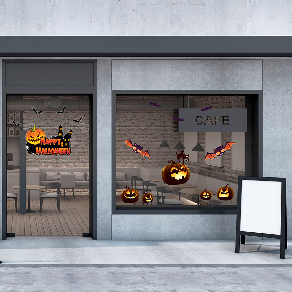 Decal Halloween 2020 combo bí ngô vui đùa cùng bầy dơi