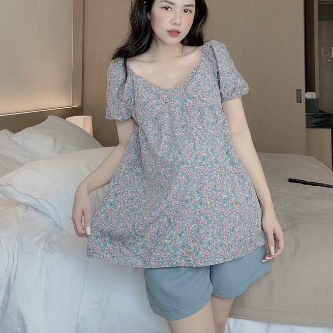 Bộ đồ bầu , bộ mặc sau sinh, bộ cộc lửng mặc nhà cotton mát cho con bú