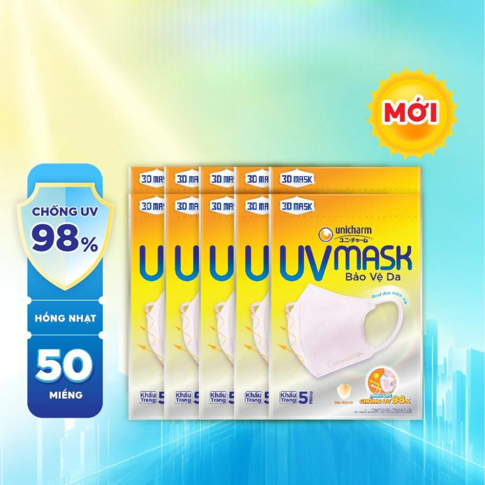 [MỚI] Bộ 10 gói khẩu trang chống nắng Unicharm UV Mask 5 miếng
