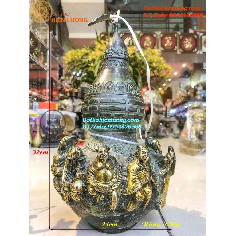 Hồ Lô Bát Tiên Màu Xanh Giả Cổ Bằng Đồng Nguyên Chất Các Cỡ - Nguồn Sinh Khí Vô Tận Cho Gia Chủ