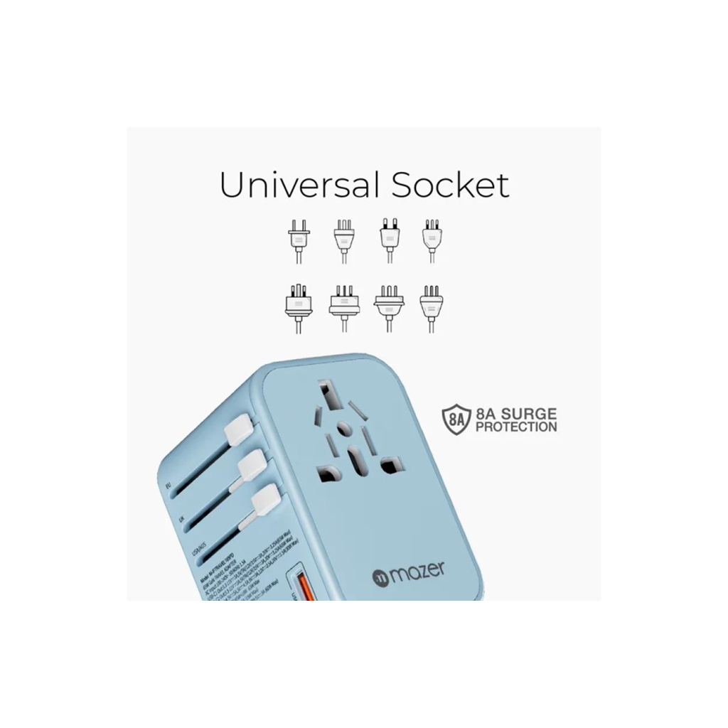 Củ sạc du lịch Mazer InfiniteTravel 165PD | GaN PD65W World Travel Charger - Hàng Chính Hãng