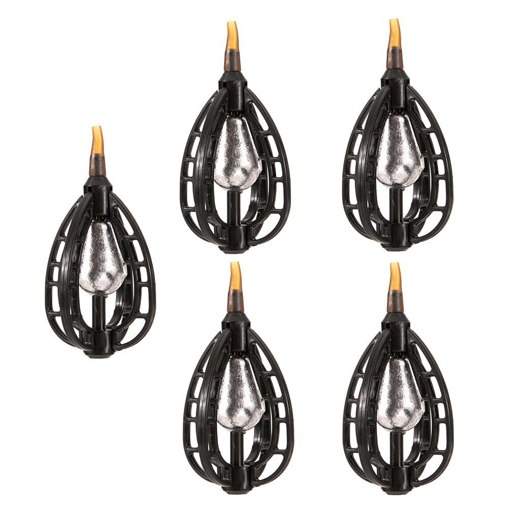5PCS ABS Fishing Bait Cage Lure Cage Bait Fishing Basket Feeder Holder