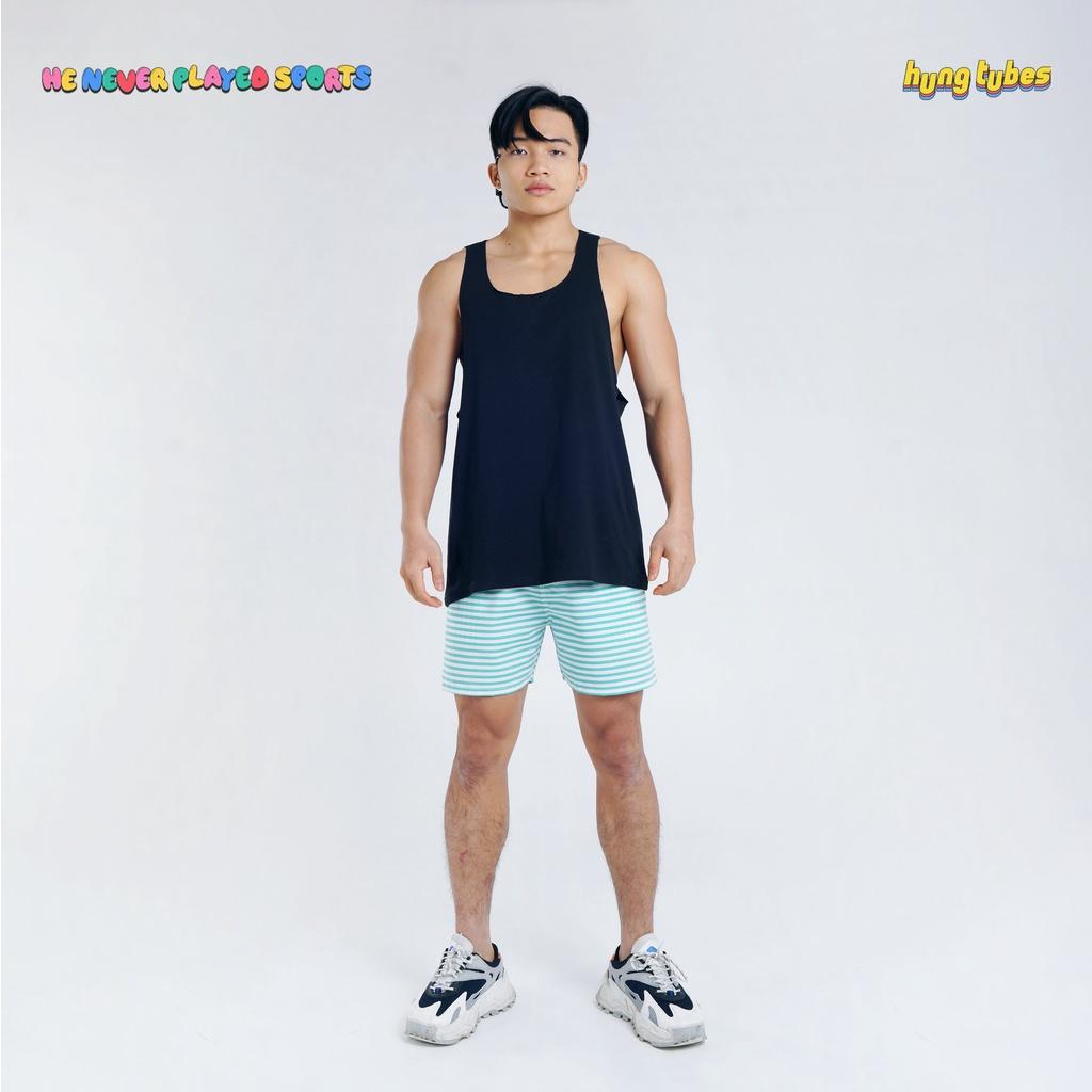 Ba lỗ đen không đường may chất cotton, Quần sọc đi biển Hungtubes