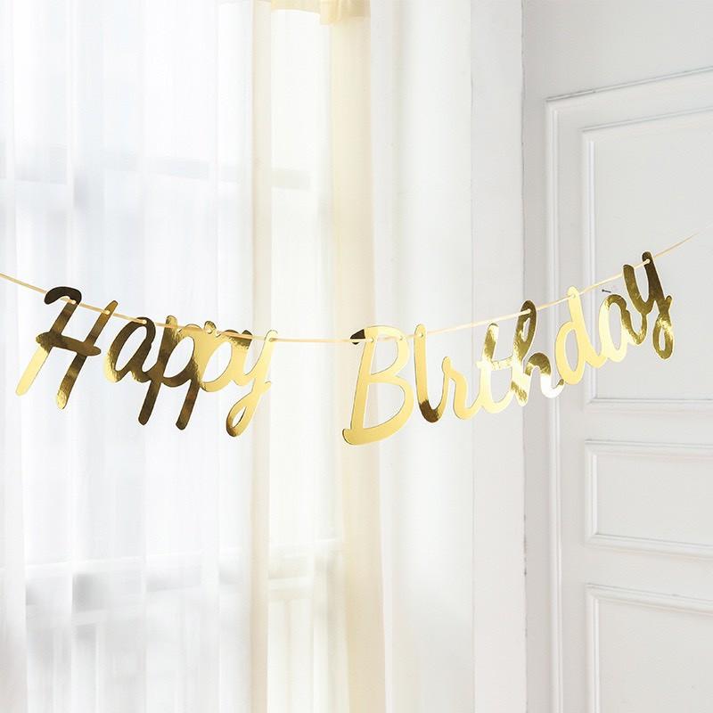 Dây Chữ Happy Birthday Ánh Kim Trang Trí Tiệc Sinh Nhật Bé Trai,Bé Gái,Người Lớn BB59