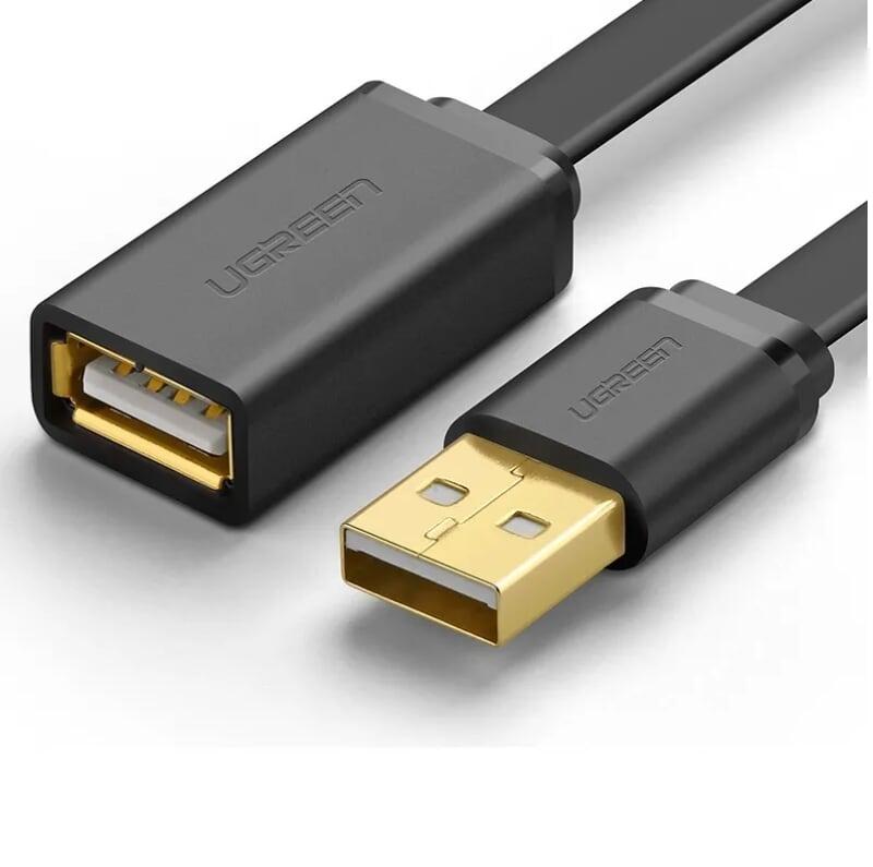 Ugreen UG10887US103TK 1M màu Đen Cáp tín hiệu nối dài USB 2.0 lõi thuần đồng dáng dẹt - HÀNG CHÍNH HÃNG