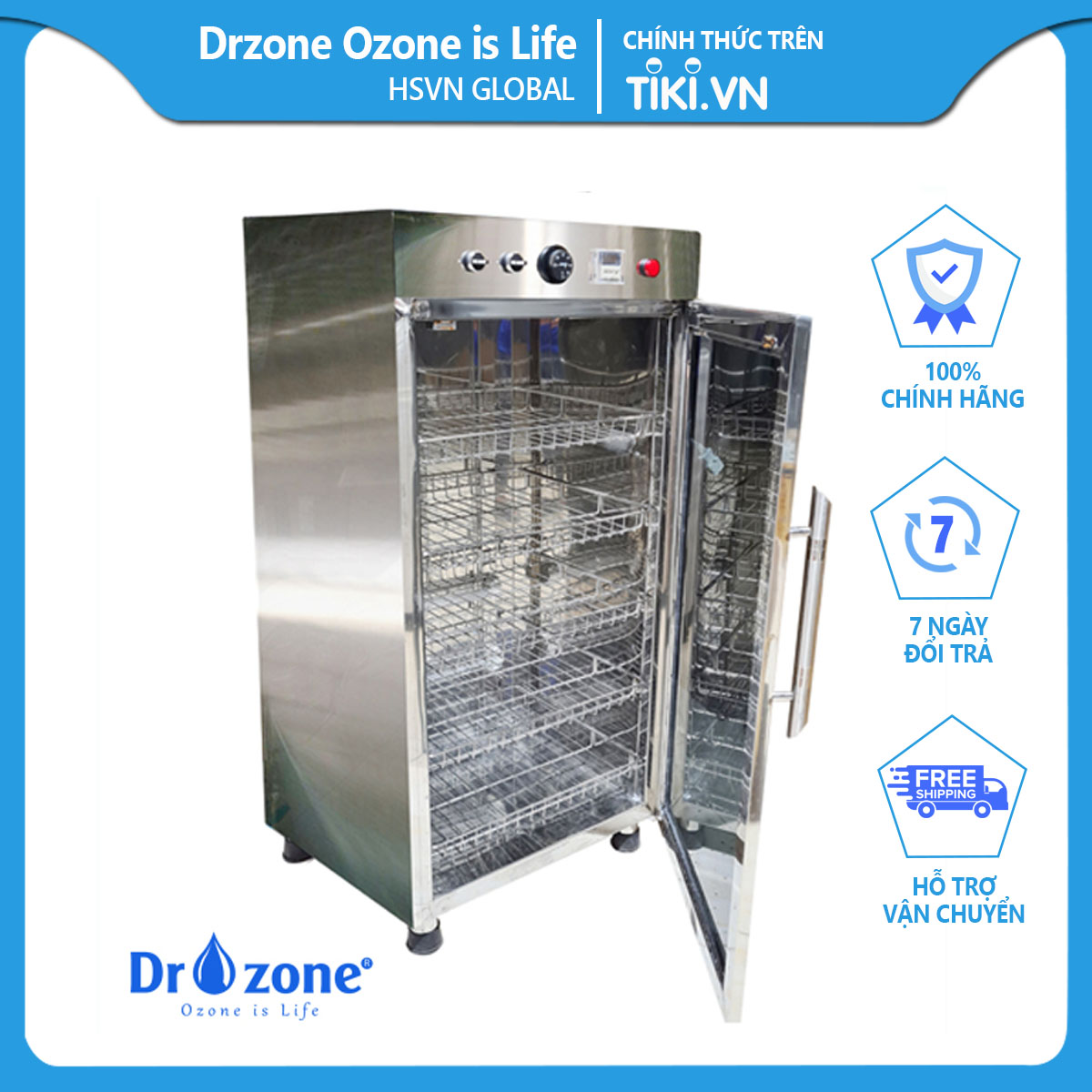 Tủ sấy khử trùng Dr, zone Ozone is Life, Sonic Plus chất liệu inox 304 dung tích 20L cao cấp chính hãng