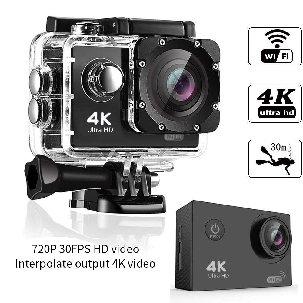 Camera hành động Mini 7 màu Camera thể thao ngoài trời Camera chống nước 720P 30FPS Đầu ra 1080P 4K Video 2.0" Màn hình DVR Máy quay phim