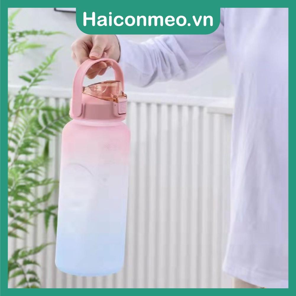 Bình Nước thể thao 2 Lít tập gym Siêu To Dễ Thương Có Vạch Nhắc Nhở Uống Nước Mỗi Ngày