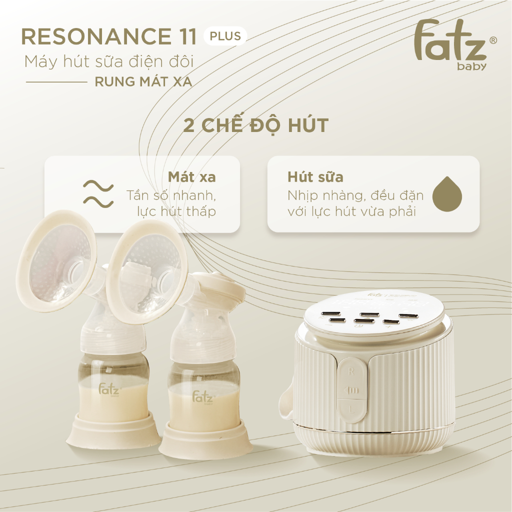 Máy hút sữa điện đôi rung mát xa Fatzbaby Resonance 11 Plus – FB1230BT Hàng Chính Hãng