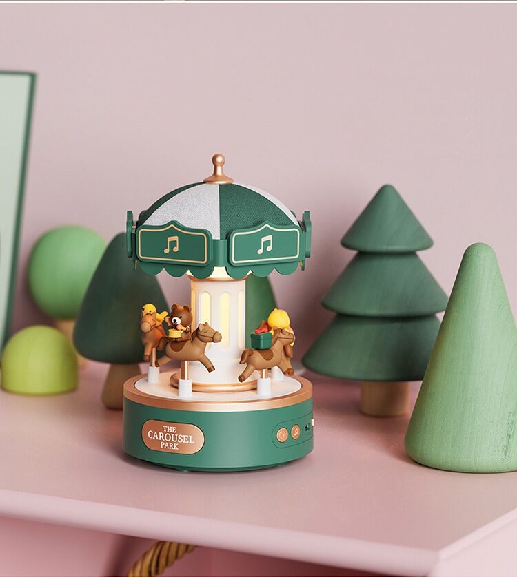 Hộp Nhạc Đèn Ngủ Vòng Xoay Ngựa Gỗ Ngọt Ngào Trang Trí Có Nhạc Music Box_ Hàng chính hãng