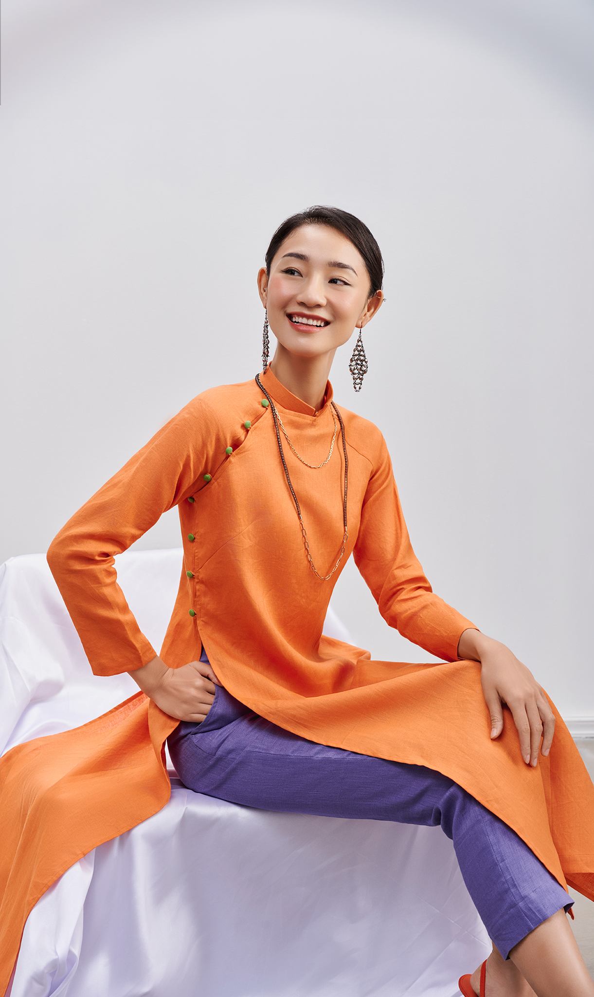 Áo Dài Raglan Linen Mơ Nghiền ADA001 thời trang thiết kế Hity