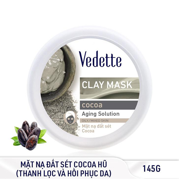 Bộ Đôi Mặt Nạ Vedette (Đất Sét Cocoa Sạch Sâu 145g, Ủ Tóc Socola Trắng Suôn Mượt 110g)