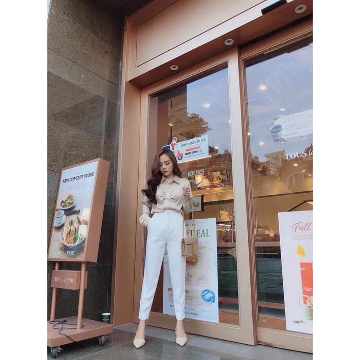 Quần baggy cạp cao siêu xinh thời trang Banamo Fashion 831
