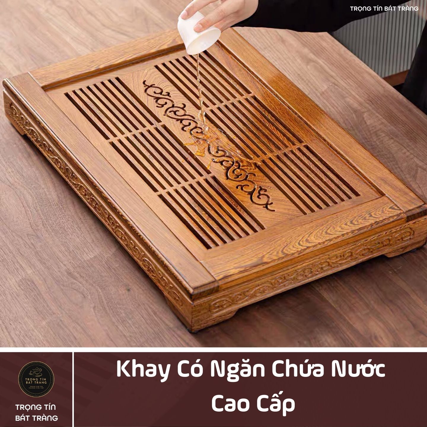 KT 33 Khay Trà Tre Cao Cấp Chữ Nhật Kích Thước 57*37*7