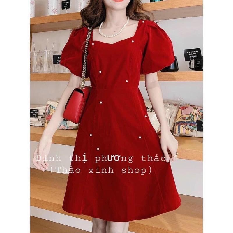 Đầm xoè tay phồng đính cườm xinh lung linh kèm hình thật va video