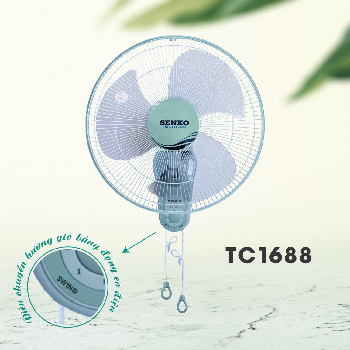 Quạt treo tường Senko TC1688 công suất 47W, mẫu mới 2022 - Giao màu ngẫu nhiên - Hàng chính hãng