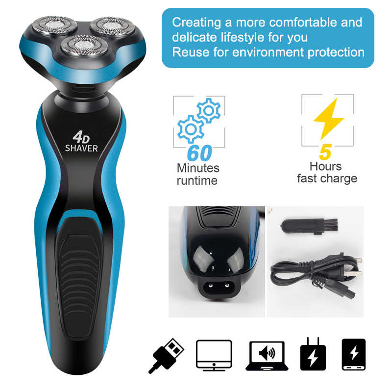 Máy cạo râu đa năng DS9288 4 in 1 Shaver có thể thay đầu cạo chống nước IPX7 - Hàng nhập khẩu