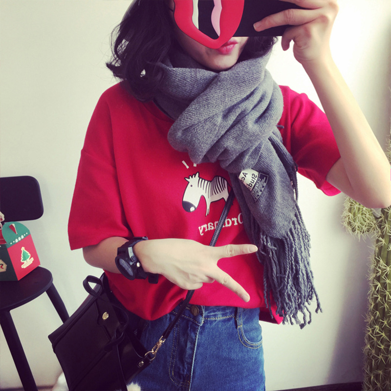 Áo thun nữ Đỏ in hình ngựa vằn cute