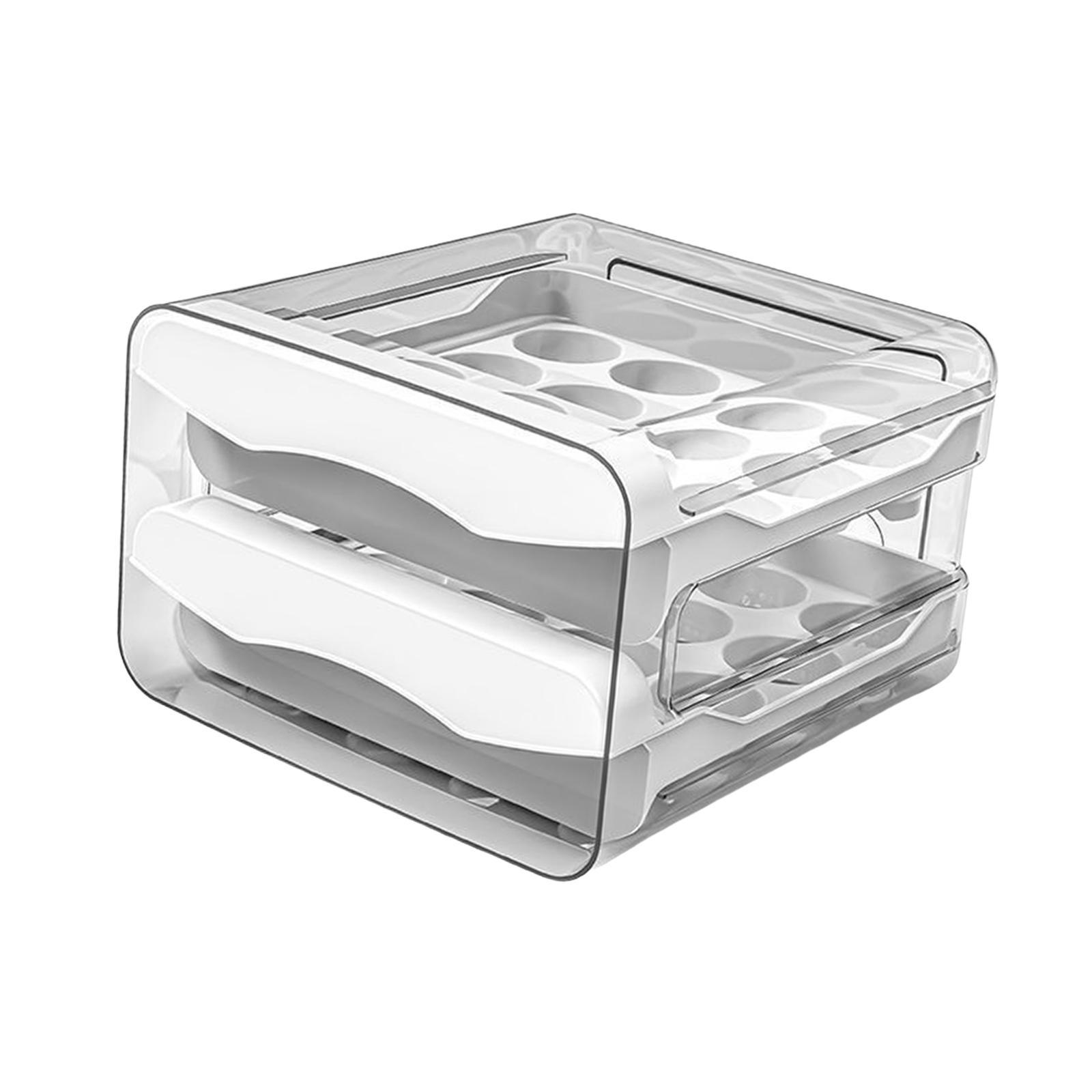 Egg Holder for Fridge Egg Fresh Storage Box Space Saving Large Capacity 2 Layers Egg Tray Egg Storage Container for for Kitchen Refrigerator