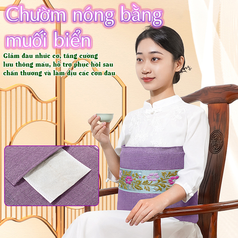 Túi Chườm Nóng Bằng Muối Ngải Cứu Nikio NK-202 - Dòng Cao Cấp Có Khóa Dán, Cải Thiện Giảm Đau Mỏi Lưng Cổ Vai Bụng Kinh