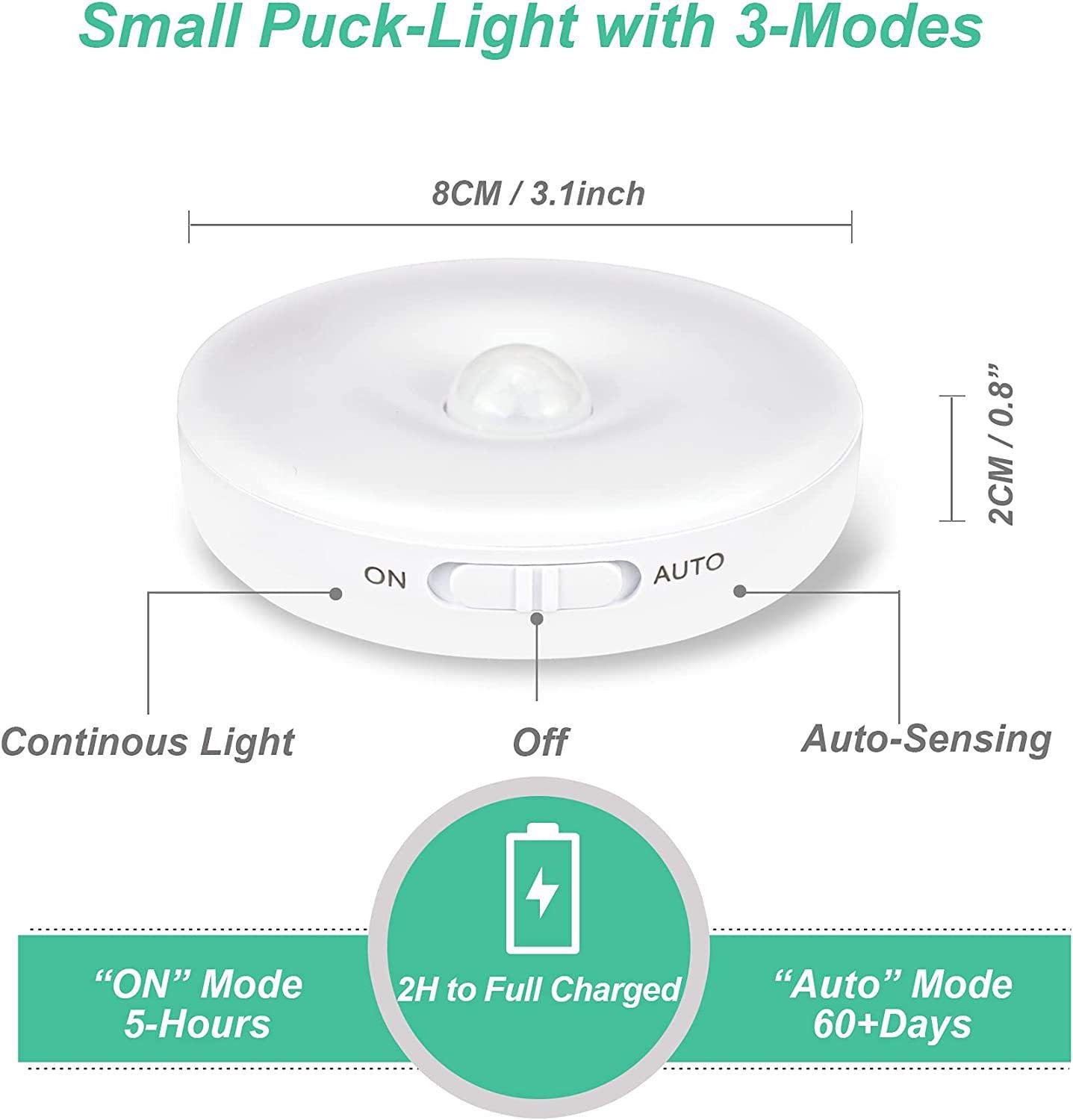 Đèn LED ban đêm tự động, đèn với đầu dò chuyển động bên trong, đèn LED không dây, 3 chế độ , đèn LED tủ quần áo, đèn USB có thể sạc lại cho cửa sổ cửa hàng, hành lang, 3 gói màu trắng
