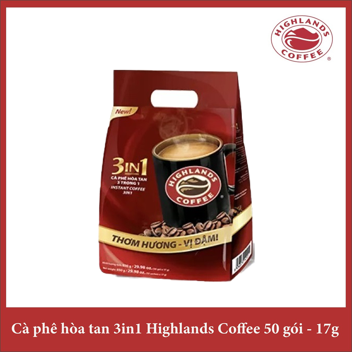 Thùng 10 túi Cà phê hòa tan 3in1 Highlands Coffee 50 gói - 17g