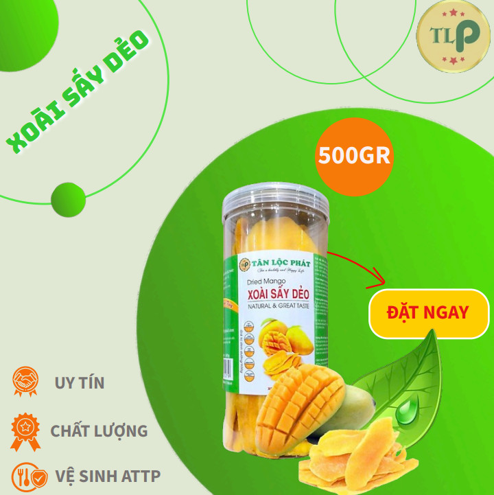500G XOÀI SẤY DẺO HƯƠNG VỊ TỰ NHIÊN TỐT CHO SỨC KHỎE HIỆU TÂN LỘC PHÁT