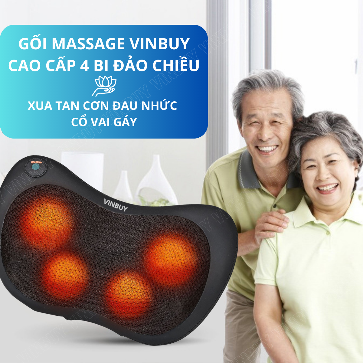 Gối Massage Cổ Vai Gáy Đa Năng - Máy Massage Toàn Thân Nhiệt Hồng Ngoại 2 Chiều - Mát Xa Chuyên Sâu Cho Cổ, Vai Gáy, Lưng Dưới, Đùi, Chân - Sử Dụng Tại Nhà, Văn Phòng, Trên Ô Tô - Quà Tặng Cho Bạn Bè, Người Thân - Chính Hãng - VinBuy