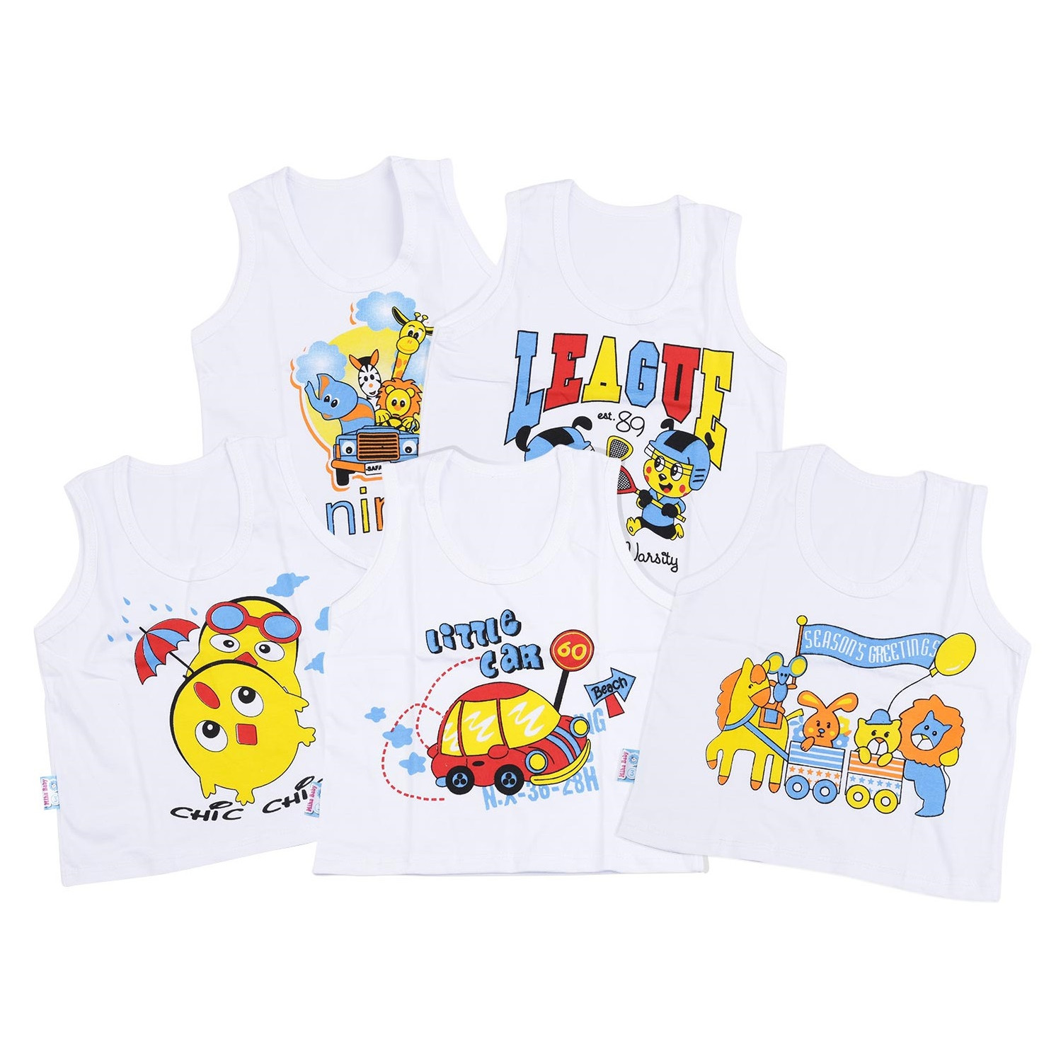 Combo 5 áo ba lỗ trắng cho bé