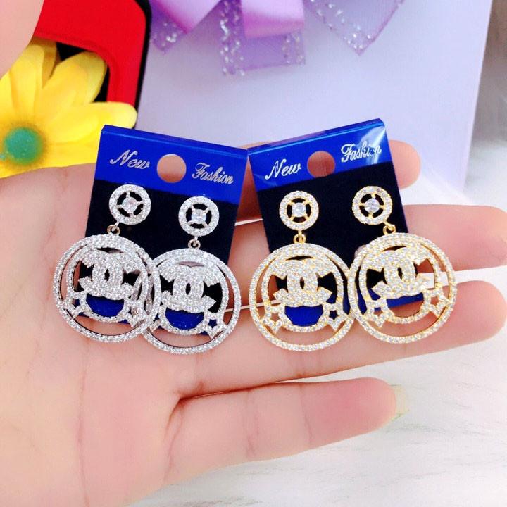 Đôi Bông Tai Mạ Vàng or Bạch Kim Mẫu 066.03.01 - Không Đen - Không Dị Ứng - Tặng Kèm Hộp