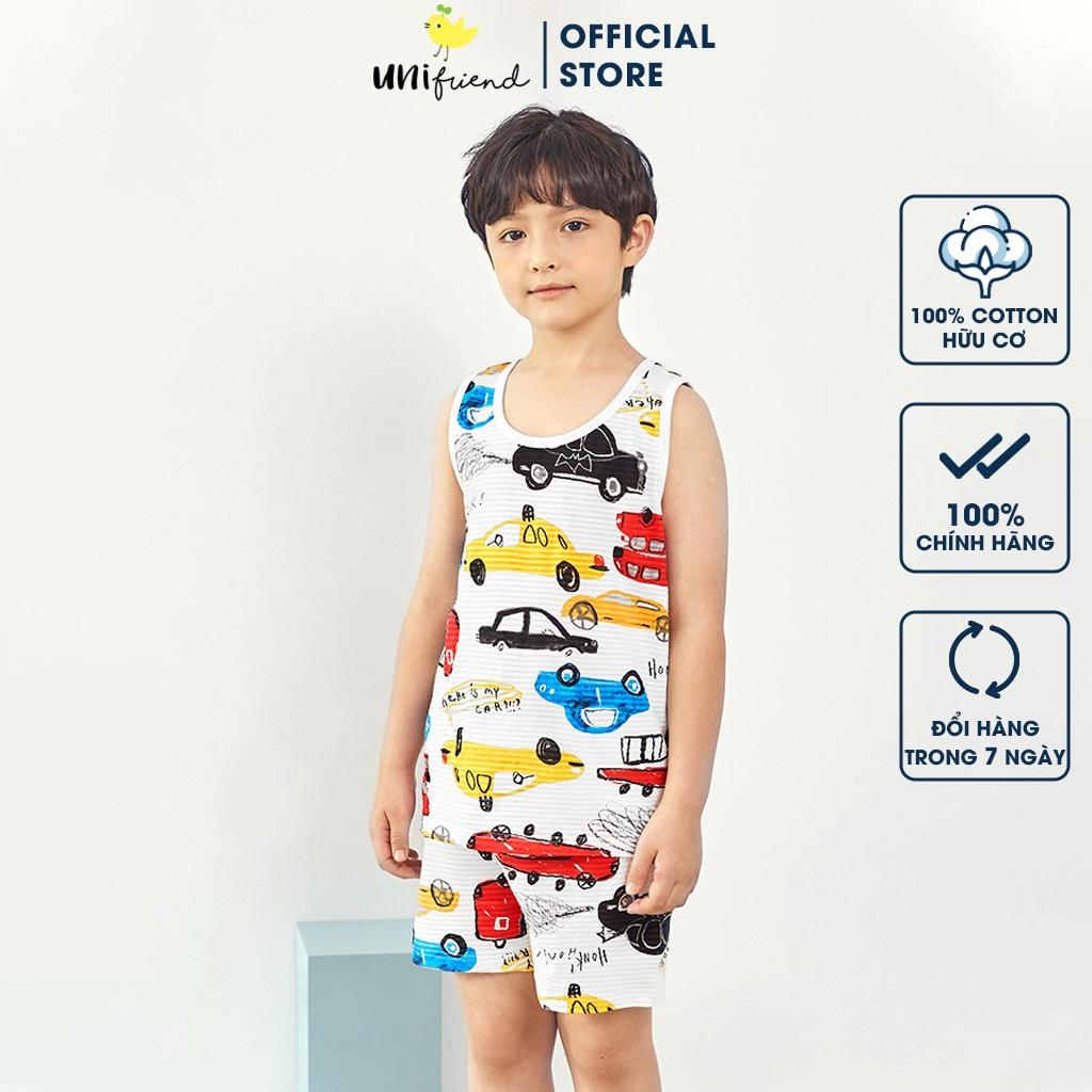 Bộ đồ ba lỗ mặc nhà cotton giấy cho bé trai U4009 - Unifriend Hàn Quốc, Cotton Organic