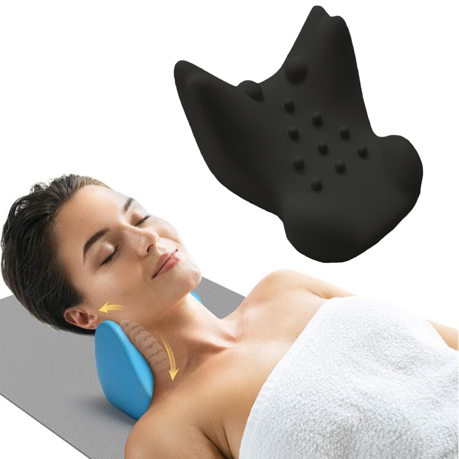 Portable Neck Shoulder Relaxer Chiropractic Pillow w/Massage Point Cervical Neck Massage Pillow for Muscle Relax Pain Relief Simple Effective
