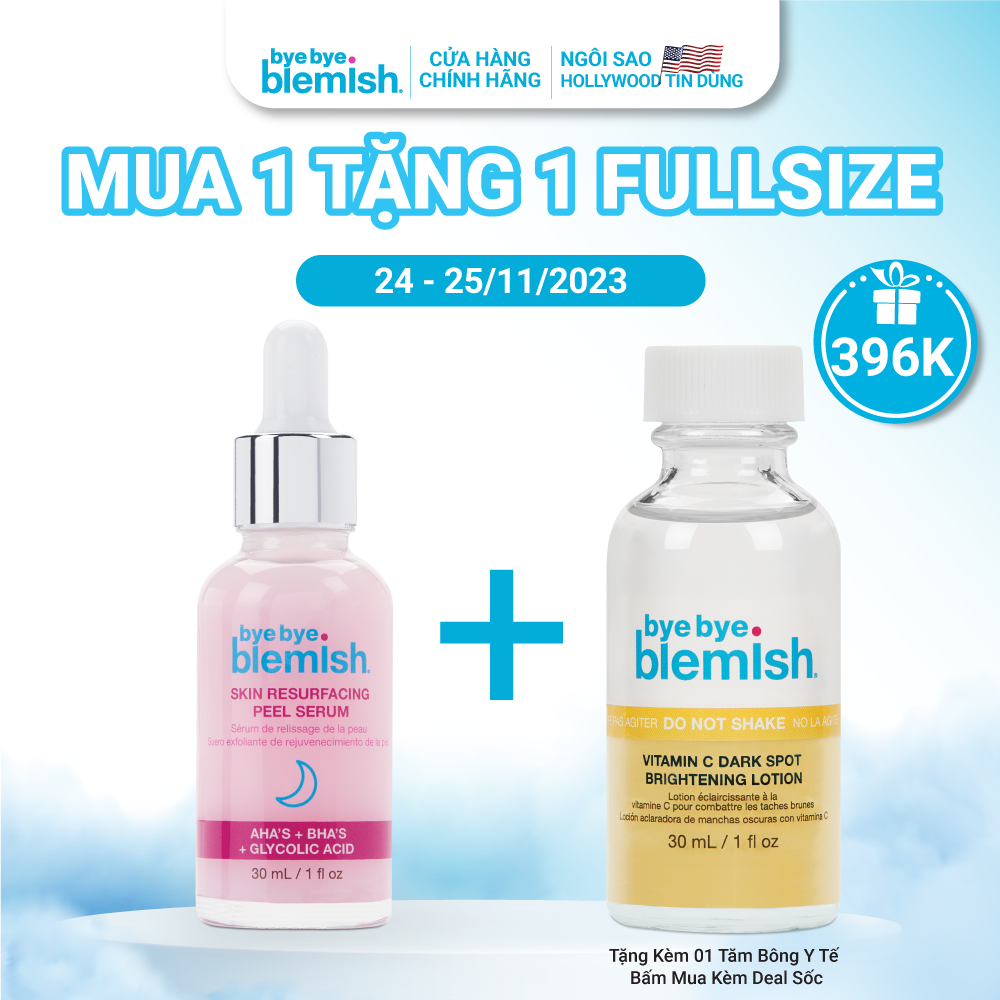 Tinh chất Peel da AHA + BHA giúp tái tạo, mờ thâm, mịn màng da Bye Bye Blemish Skin Resurfacing Peel Serum 30ml