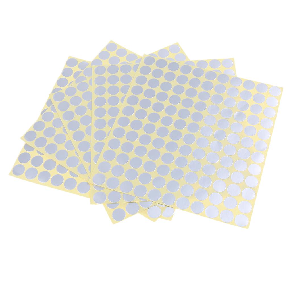 5 Sheets Essential Oil Bottle Cap Stickers Self Adhesive Labels Round Silver